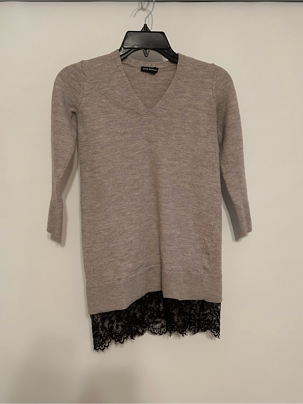 Club Monaco Taupe V-Neck Knit Top